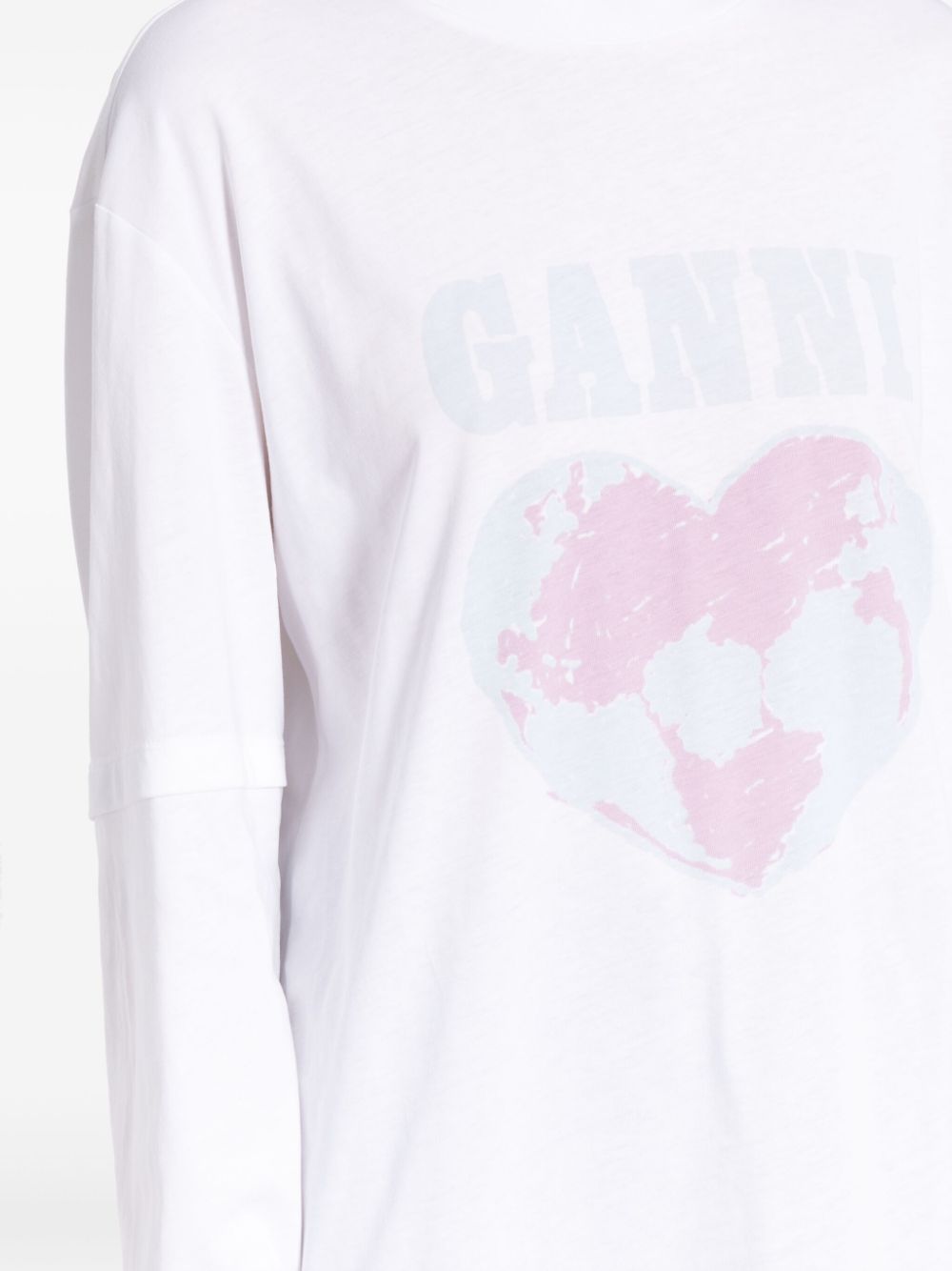 GANNI heart logo print long-sleeved T-shirt Women