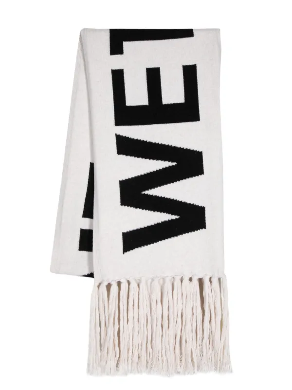 We11done logo-jacquard Tasselled Scarf Neutrals FARFETCH BH