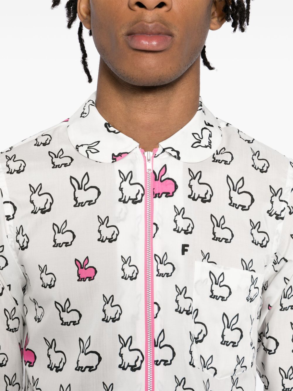 Black Comme Des Garcons all-over rabbit printed shirt Men