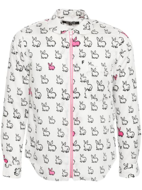 Black Comme Des Garcons all-over rabbit printed shirt Men