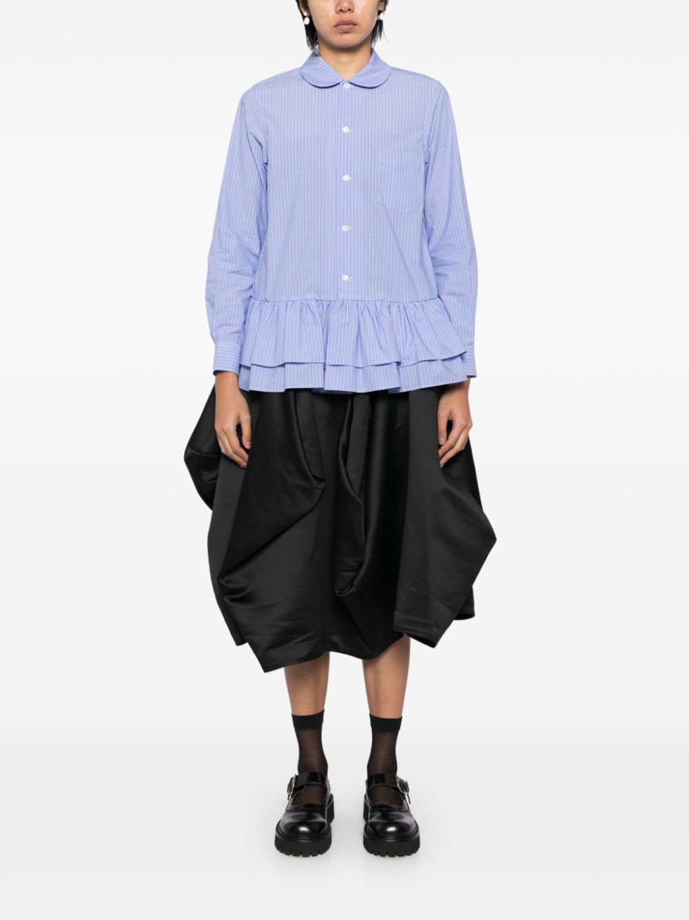 Shop Comme Des Garçons Comme Des Garçons Panelled Midi Skirt In Black