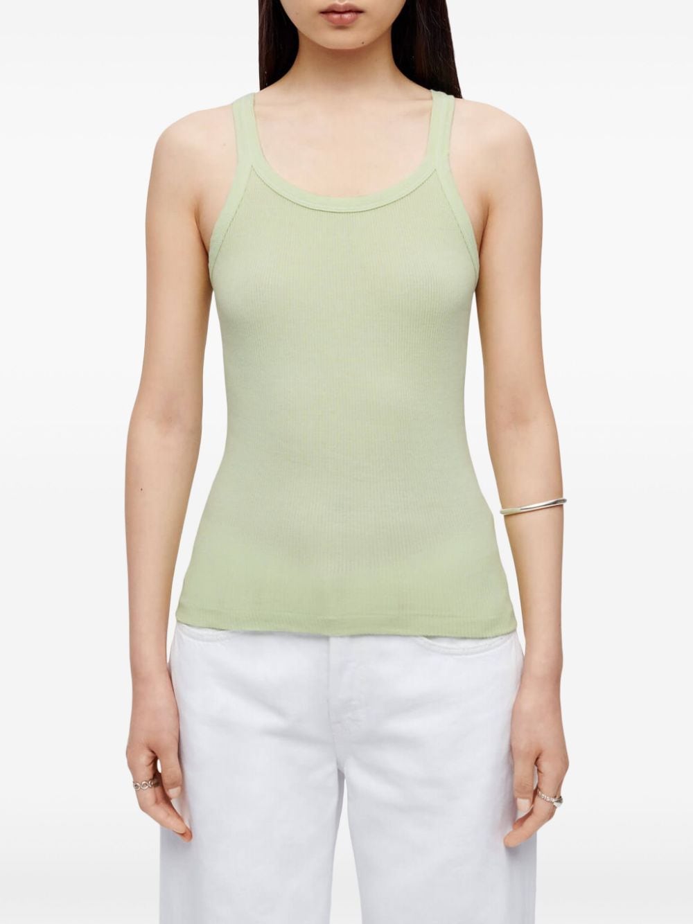 Shop Re/done Ribbed Tank Top In Green