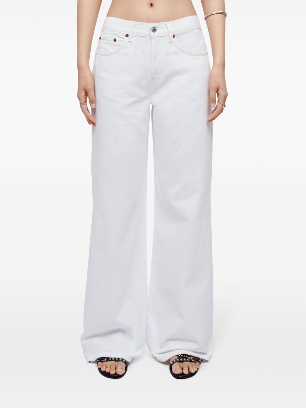 Shop Re/done Mid-rise Wide-leg Jeans In White