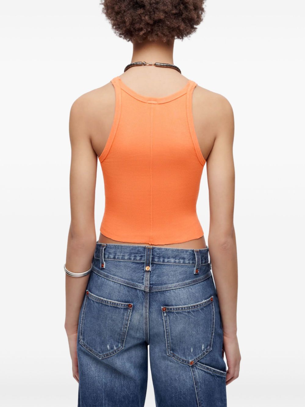 Shop Re/done X Hanes Cropped Ribbed Tank Top In Orange