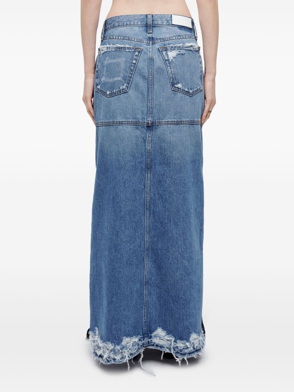 RE/DONE SPLIT MID-RISE DENIM SKIRT 