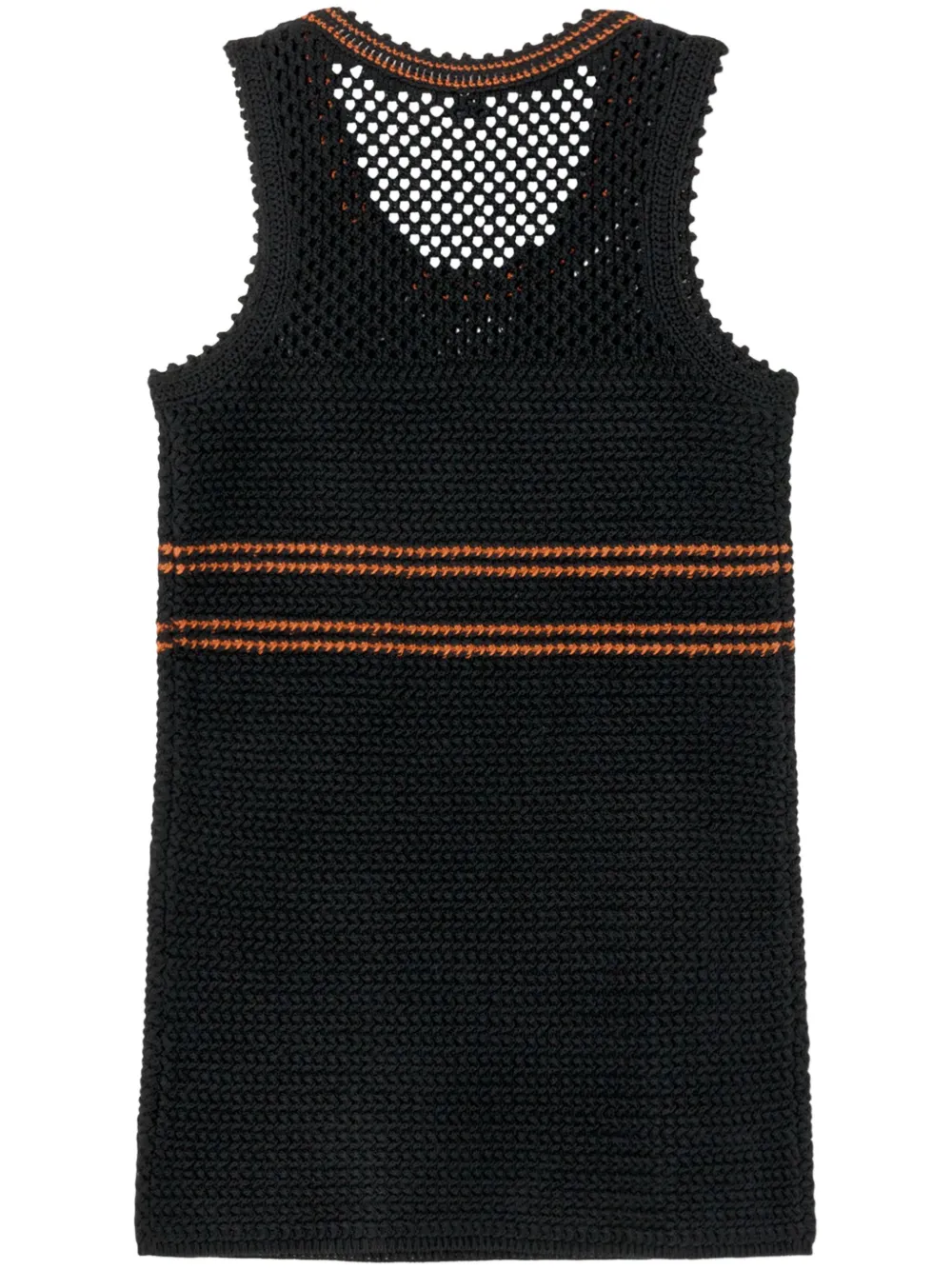 Re/done Striped Crochet Mesh Dress In Black