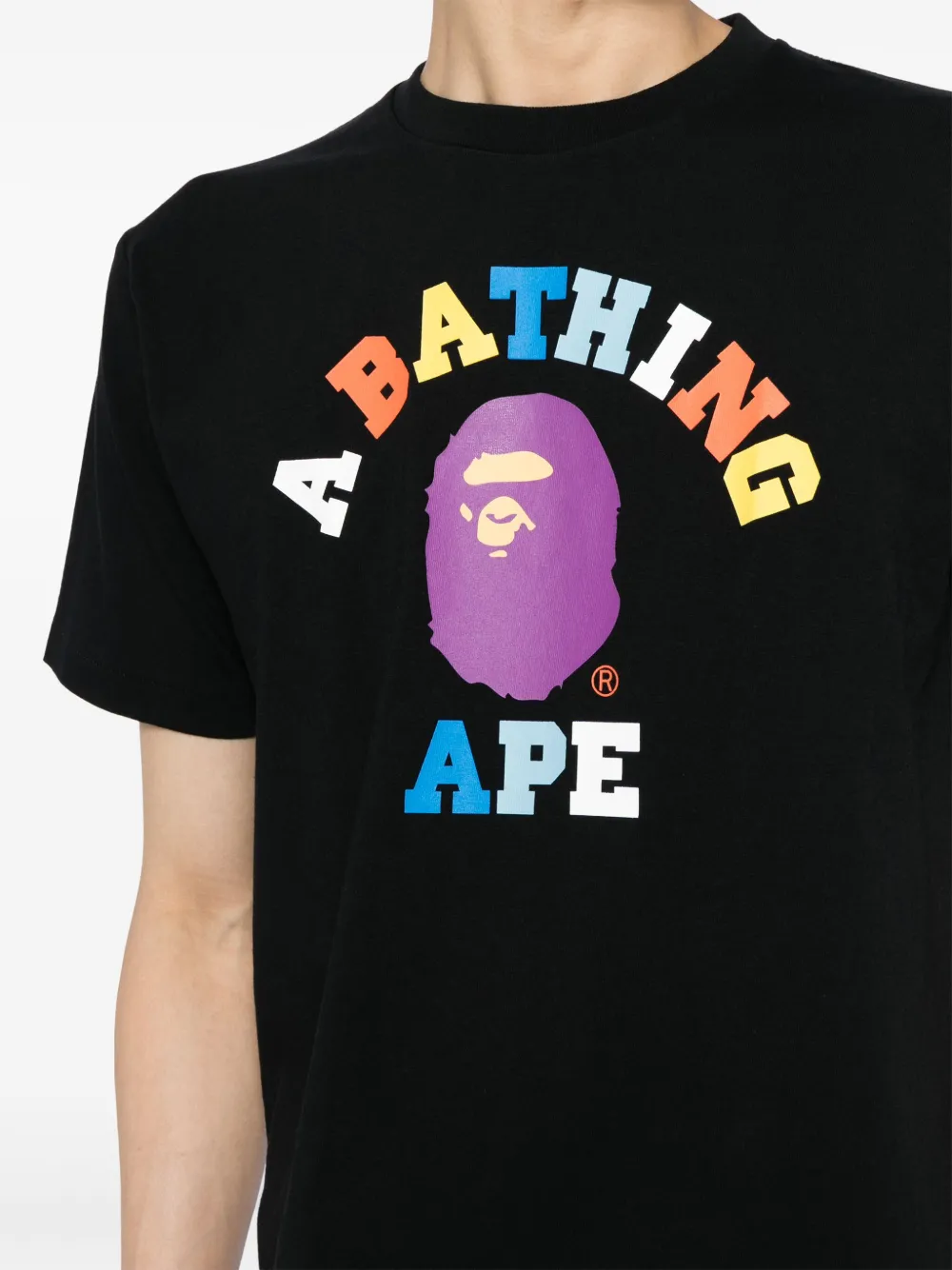 A BATHING APE® logoprint Cotton Tshirt Black FARFETCH