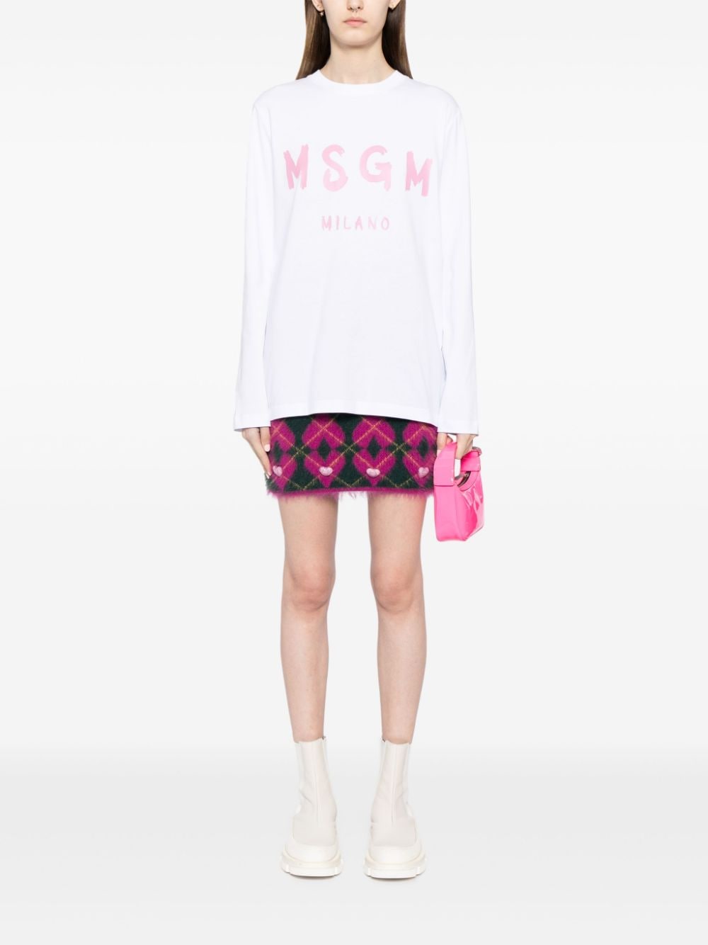MSGM logo-print cotton T-shirt - Wit