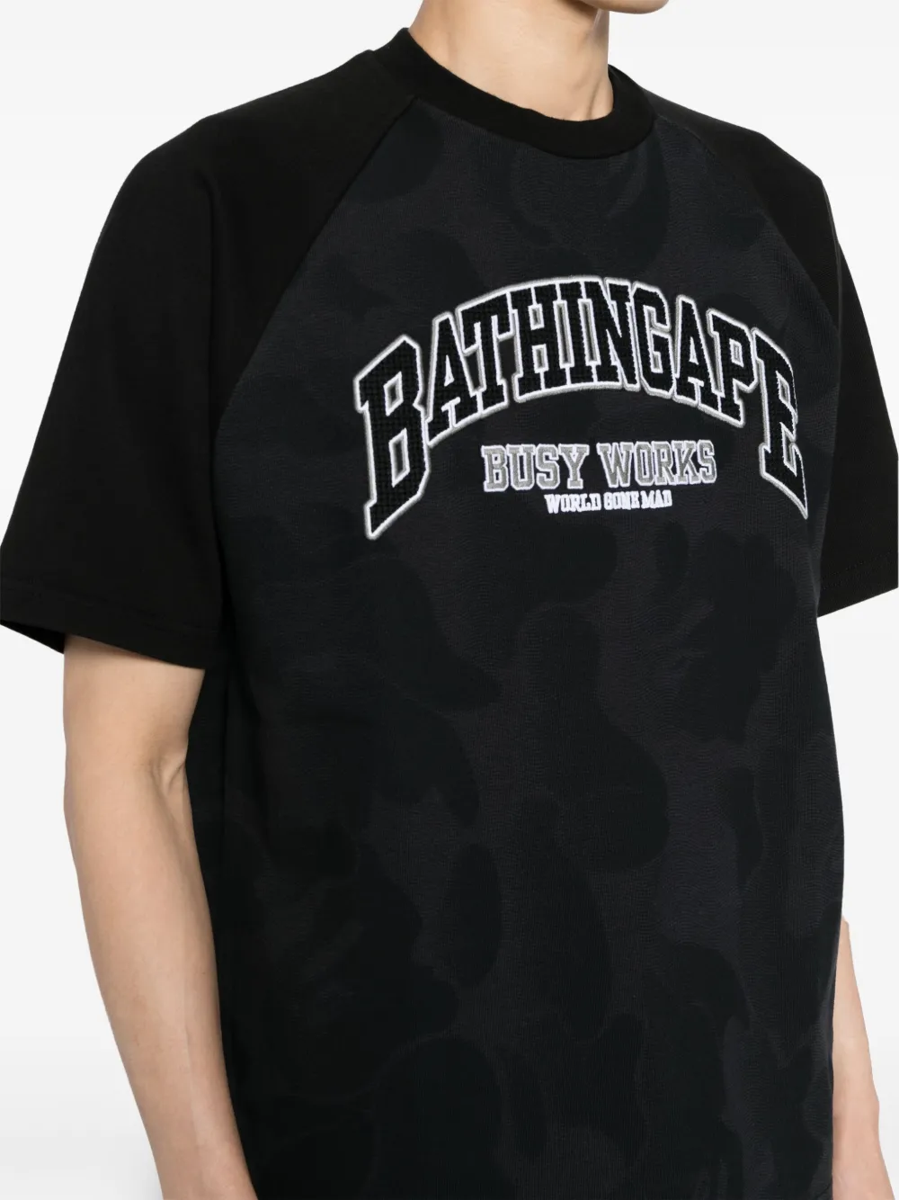 A Bathing Ape Embroidered-logo Cotton T-shirt In Black