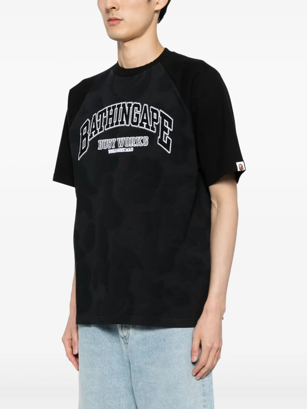A Bathing Ape Embroidered-logo Cotton T-shirt In Black