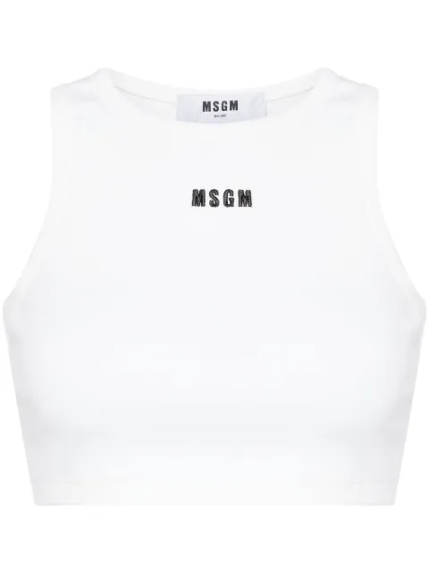 MSGM logo-embroidered cropped top