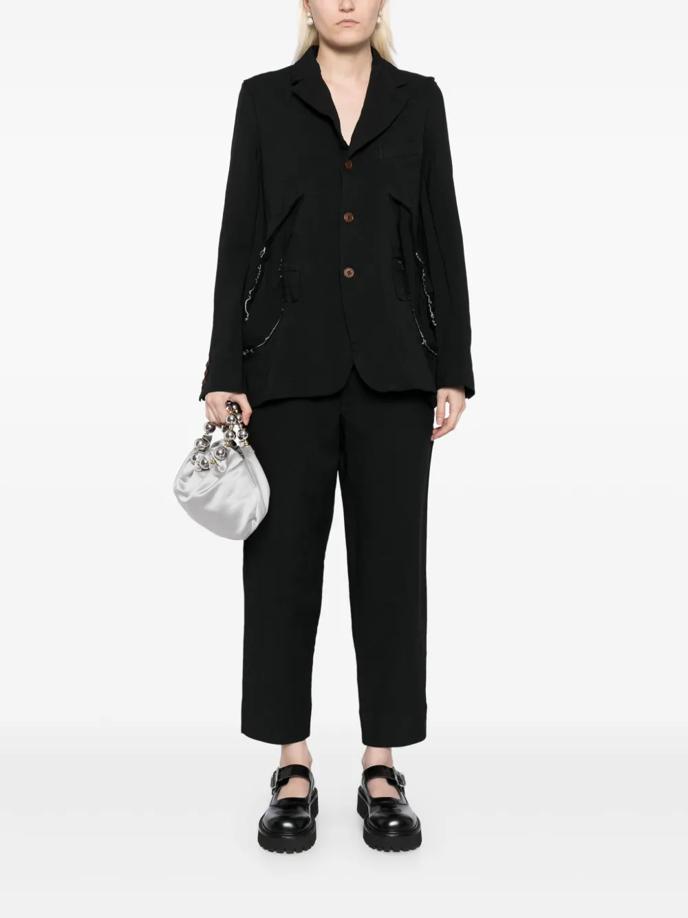 Black Comme Des Garçons Blazer met gerafeld detail Zwart