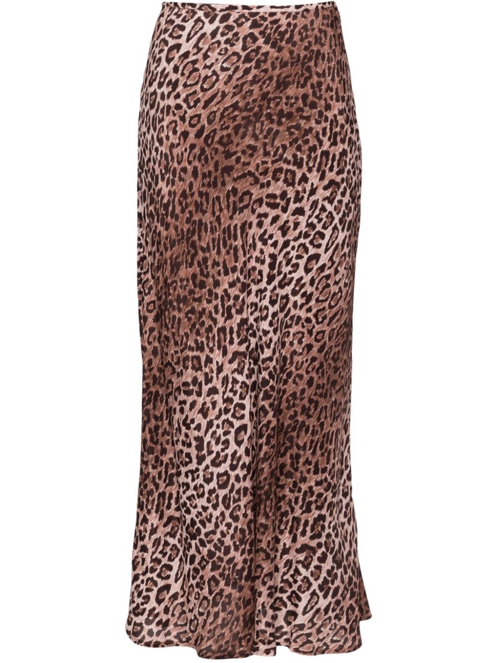 Shop Rixo London Kelly Leopard-print Silk Midi Skirt In Brown