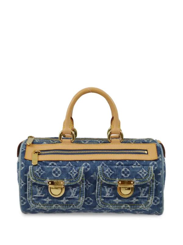 Louis Vuitton デニムショルダーバッグ Louis Vuitton Hells Pouch Denim Shoulder Bag in Blue Monogram Zip