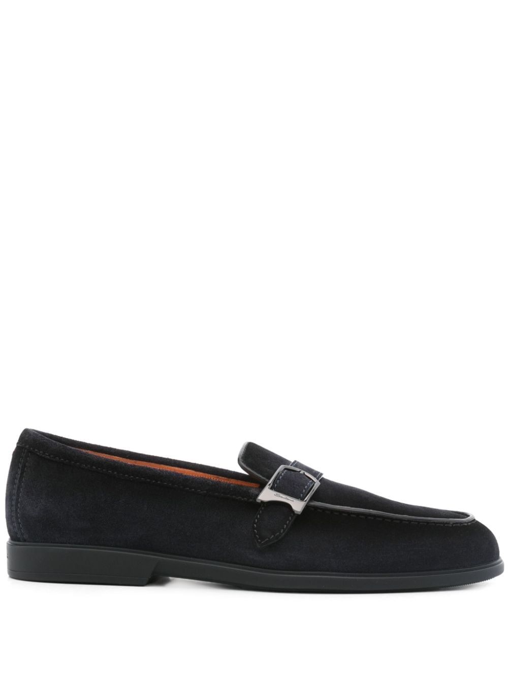 Shop Santoni Suede Loafers In Blue