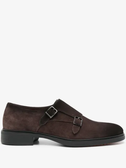 Santoni モンクストラップ スエードシューズ
