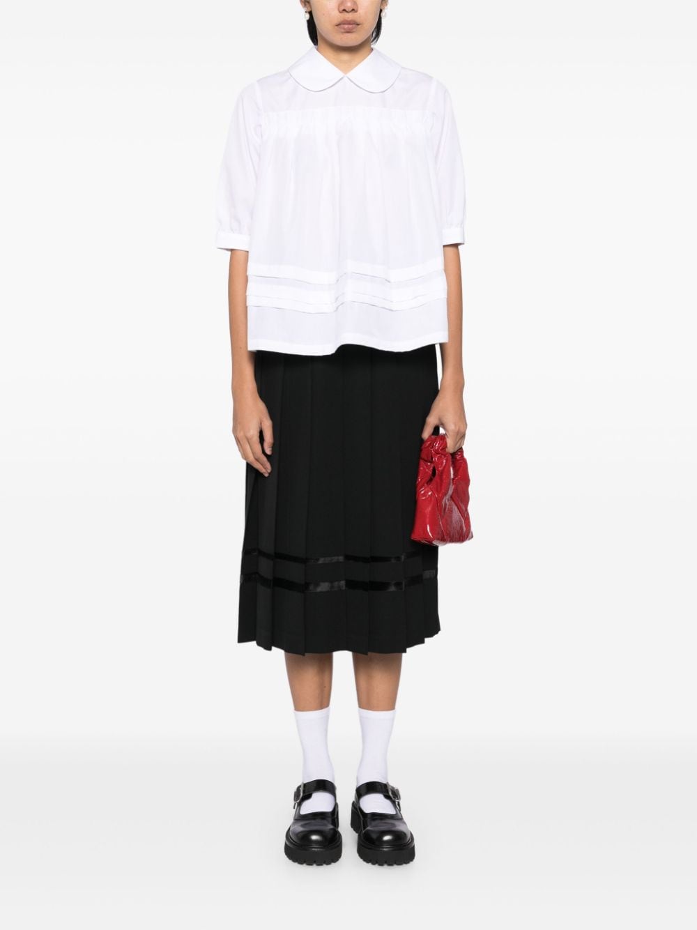 Shop Comme Des Garcons Girl Pleated Wool Skirt In Black