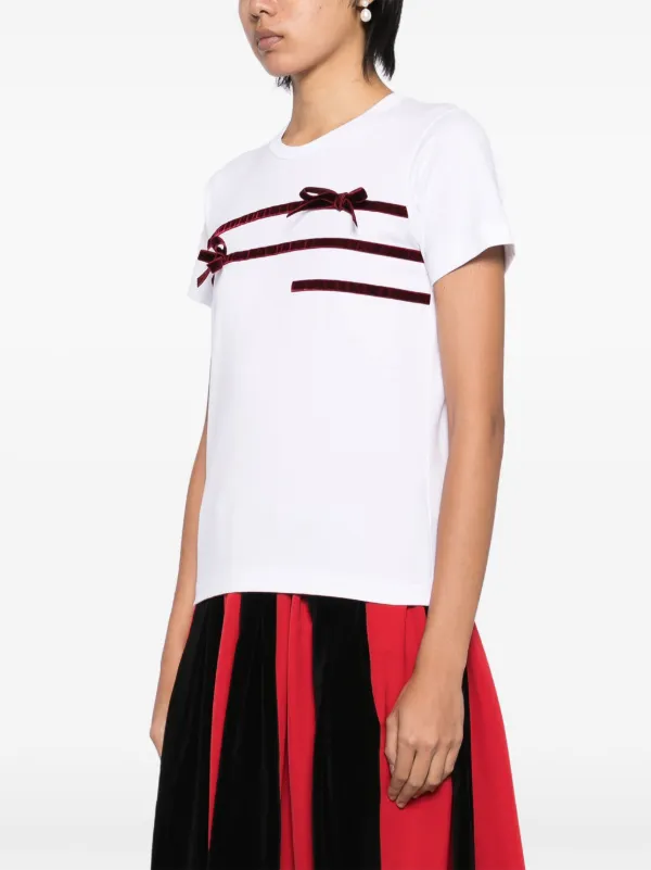 Comme des Garcons Girl Ribbon Embellished T Shirt White