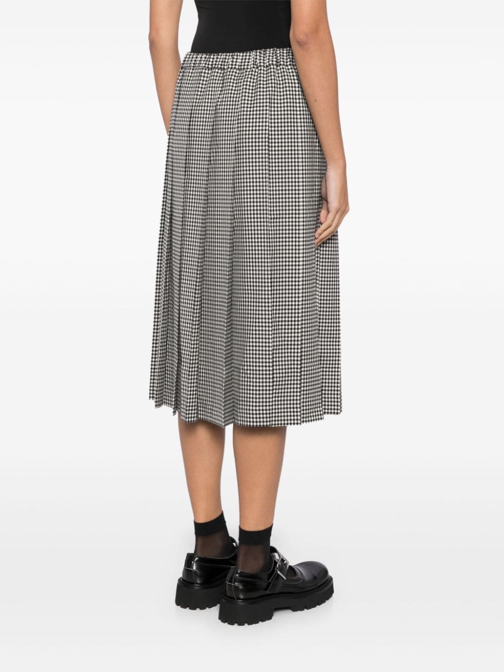 Shop Comme Des Garcons Girl Checked Pleated Skirt In Black