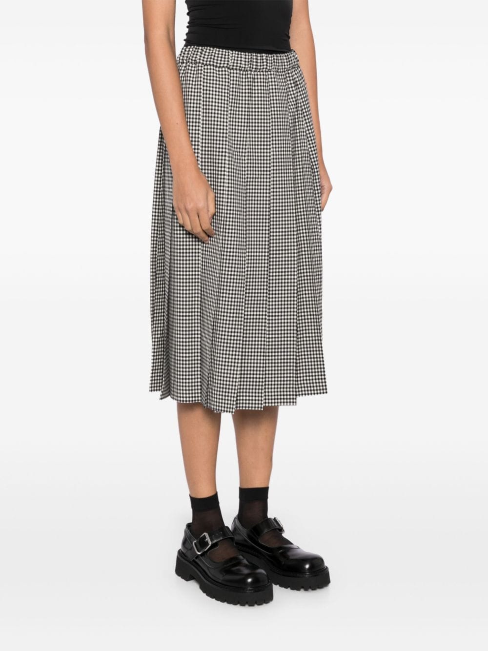 Shop Comme Des Garcons Girl Checked Pleated Skirt In Black