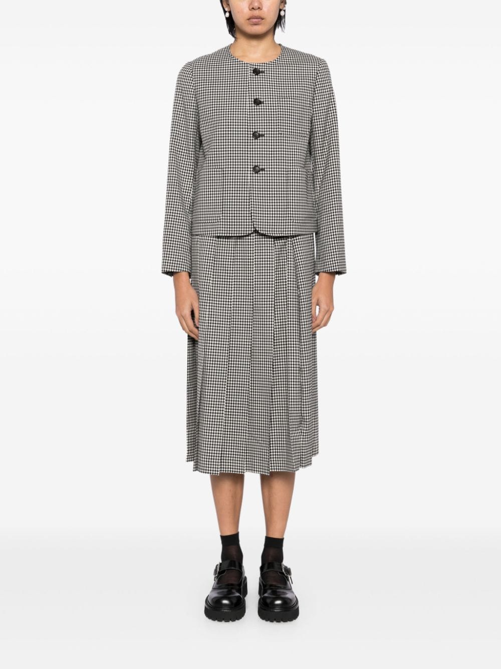 Shop Comme Des Garcons Girl Checked Pleated Skirt In Black