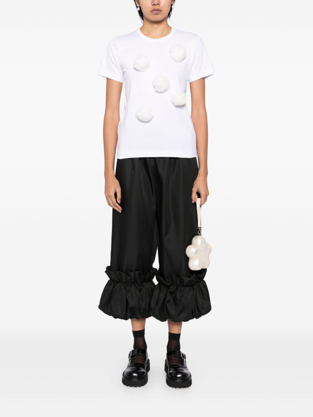 Comme Des Garçons Girl T-shirt met pompon - Wit