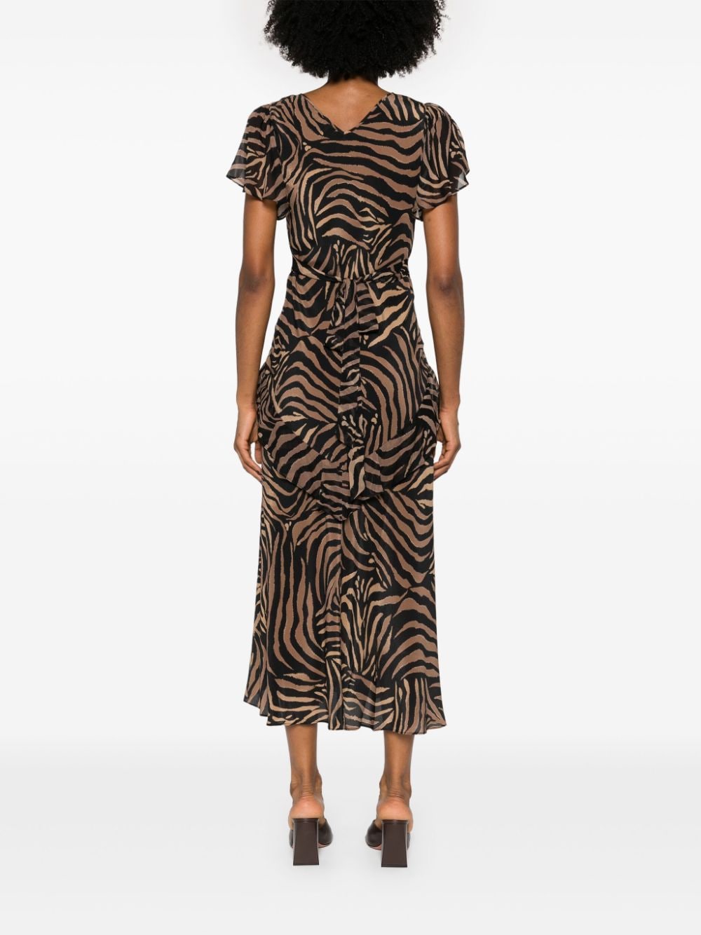 Shop Rixo London Evie Silk Midi Dress In Brown