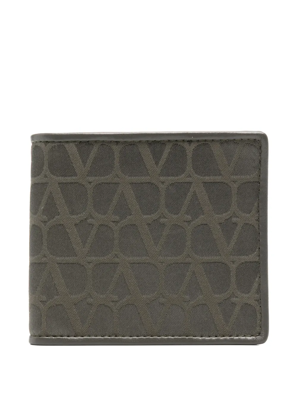 Valentino Garavani Toile Iconographe Bi-fold Wallet In Green