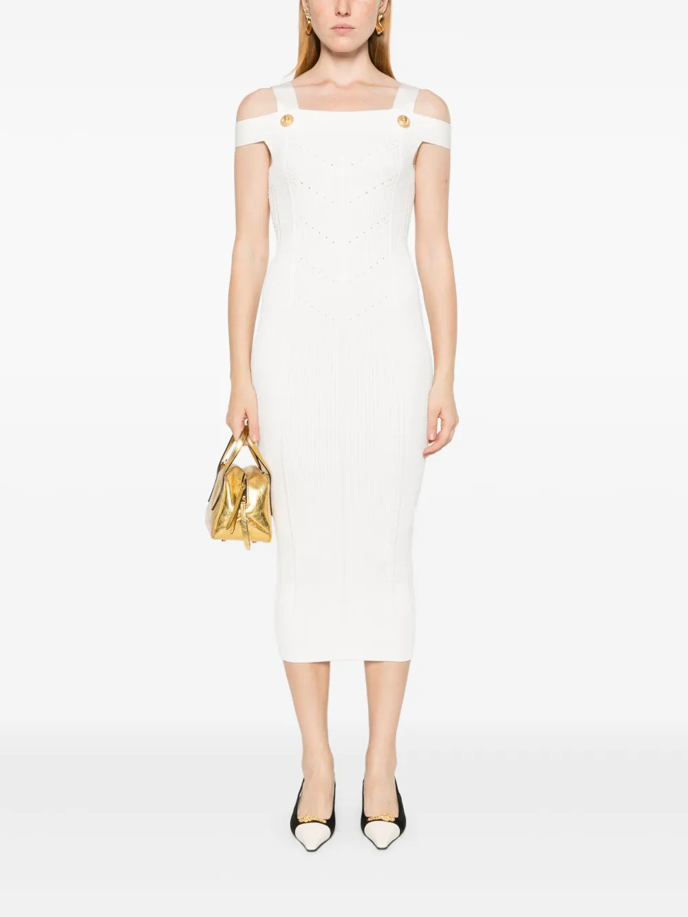 Balmain Gebreide midi-jurk - Wit
