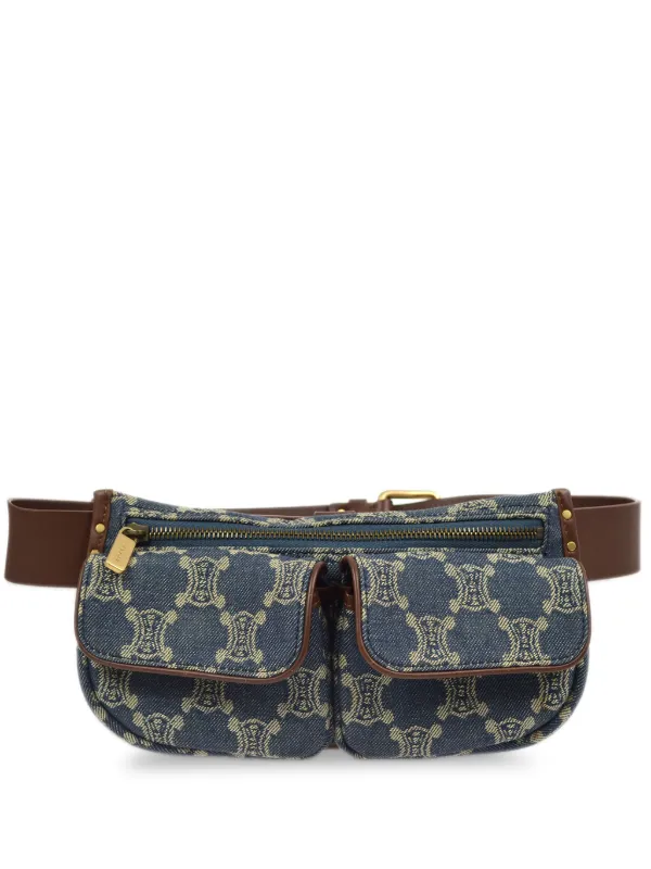 Céline Vintage - Macadam Denim Shoulder Bag - Blue Navy