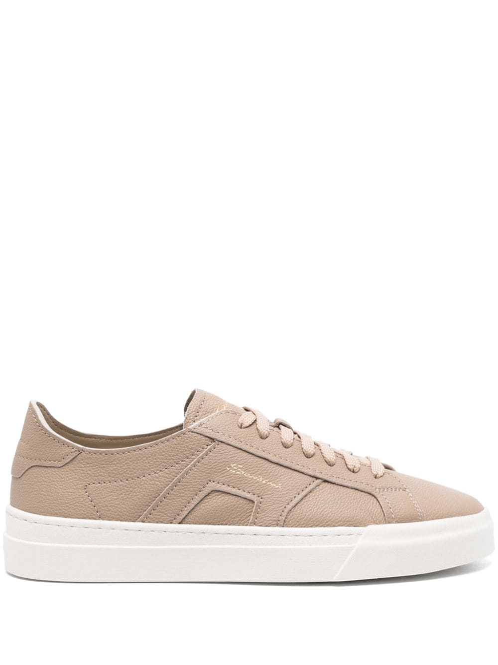 Shop Santoni Tumbled Leather Sneaker In Nude