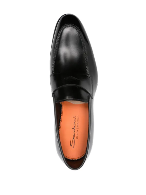 Santoni Leather Penny Loafers | Black | FARFETCH BN display picture 3