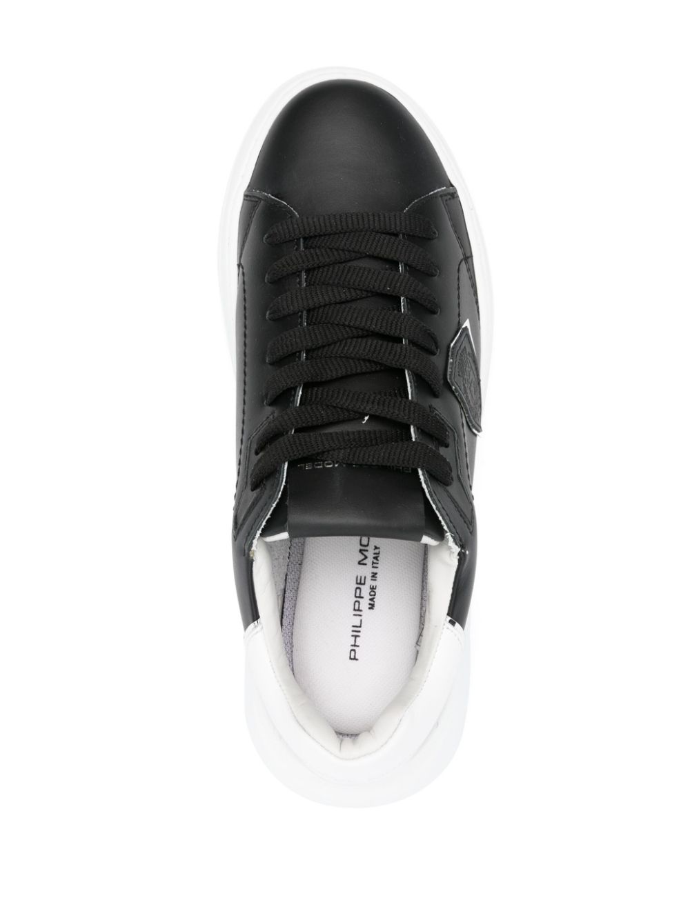 Shop Philippe Model Paris Tres Temple Leather Sneakers In Black