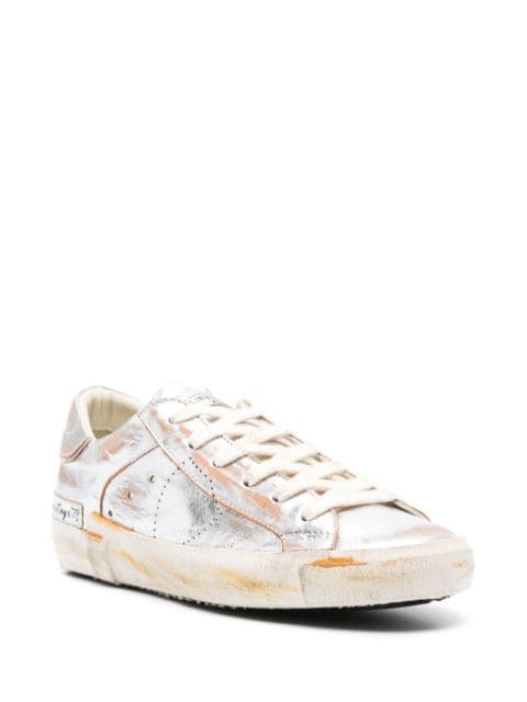 Prsx metallic-leather sneakers