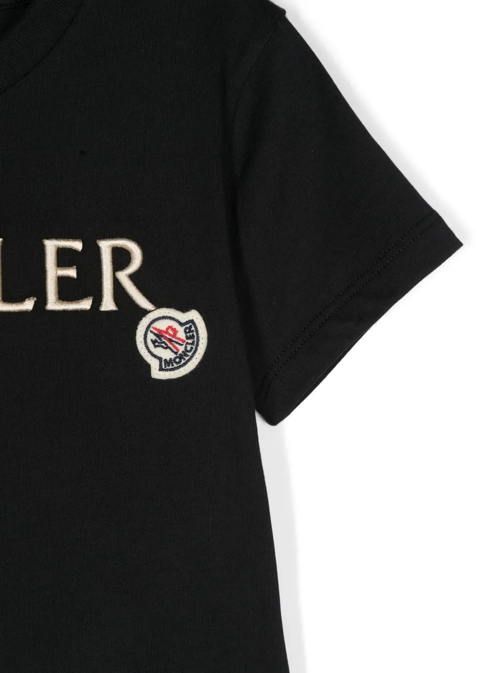 Moncler Enfant T-shirt met geborduurd logo Zwart