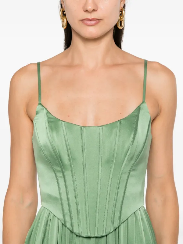 ZIMMERMANN Silk Corset Midi Dress | Green | FARFETCH