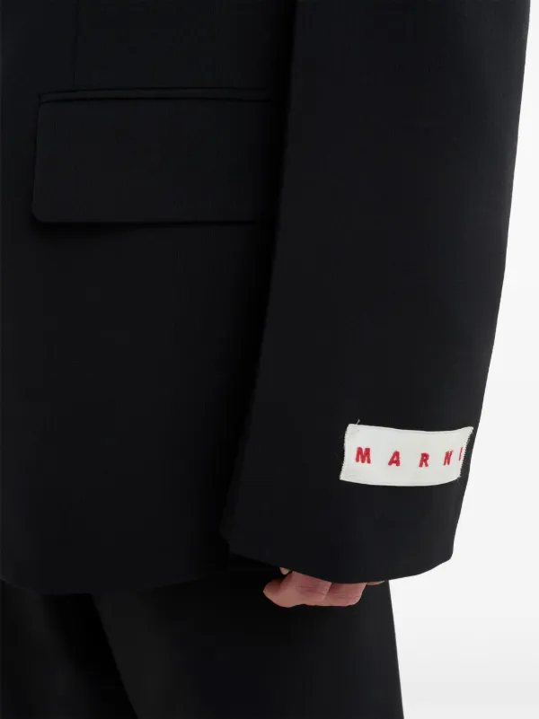 ジャケット MARNI BLACK POLYESTER STRETCH BLAZER Marni logo-appliqué single-breasted Blazer | Black | FARFETCH