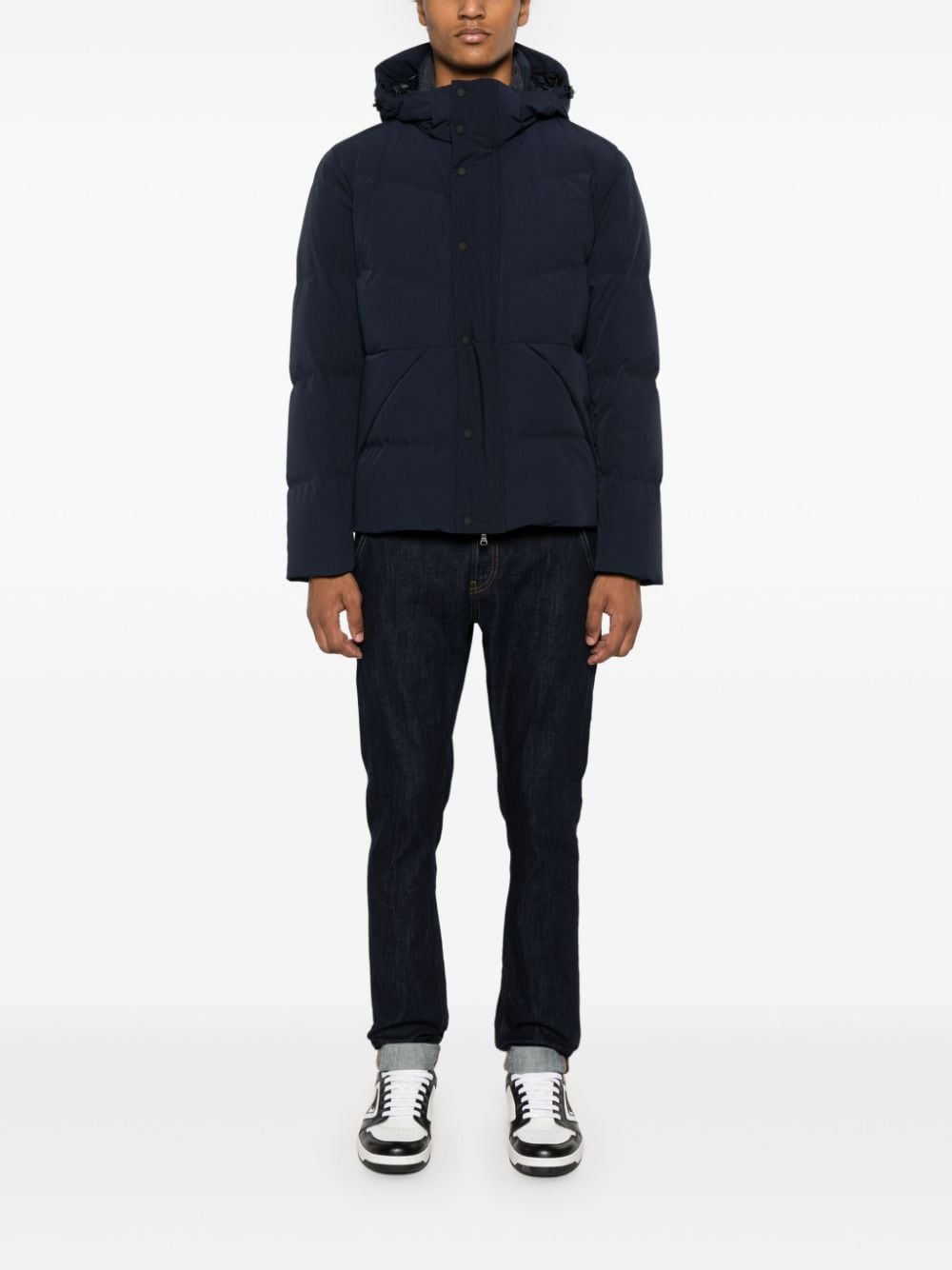 Shop Paul & Shark Hooded Puffer Jacket In Blue