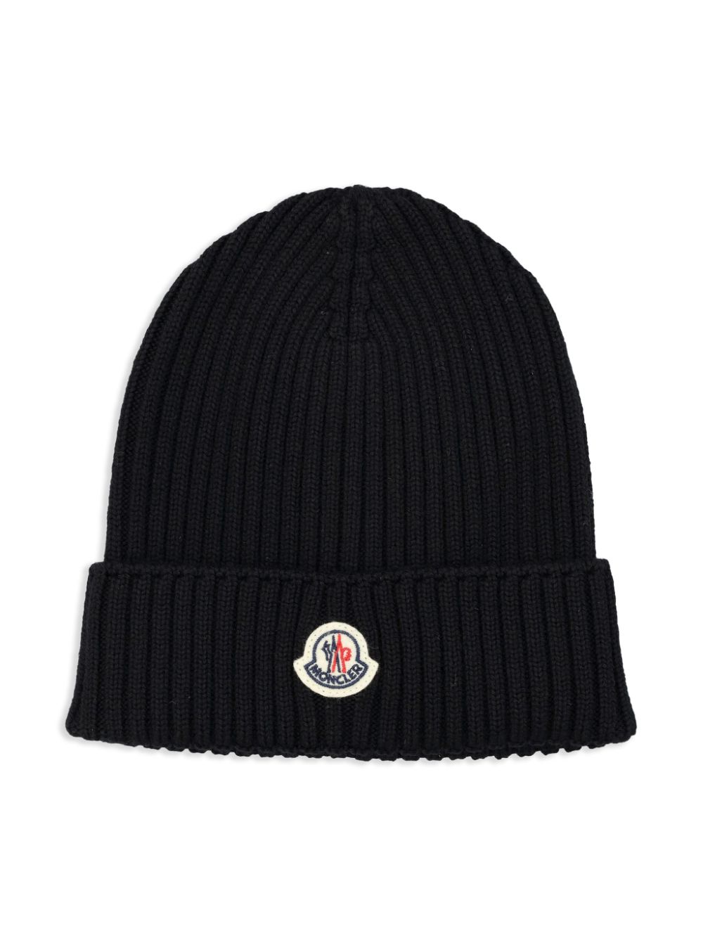 Moncler Enfant logo patch wool beanie - Black