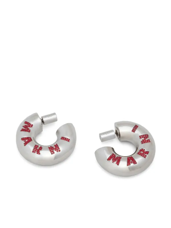 Marni logo-embellished Hoop Earrings | Silver | FARFETCH BH