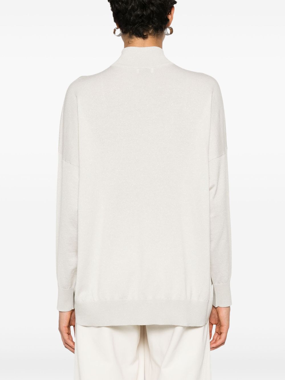 Shop for authentic Brunello Cucinelli lame drop-shoulder jumper Women