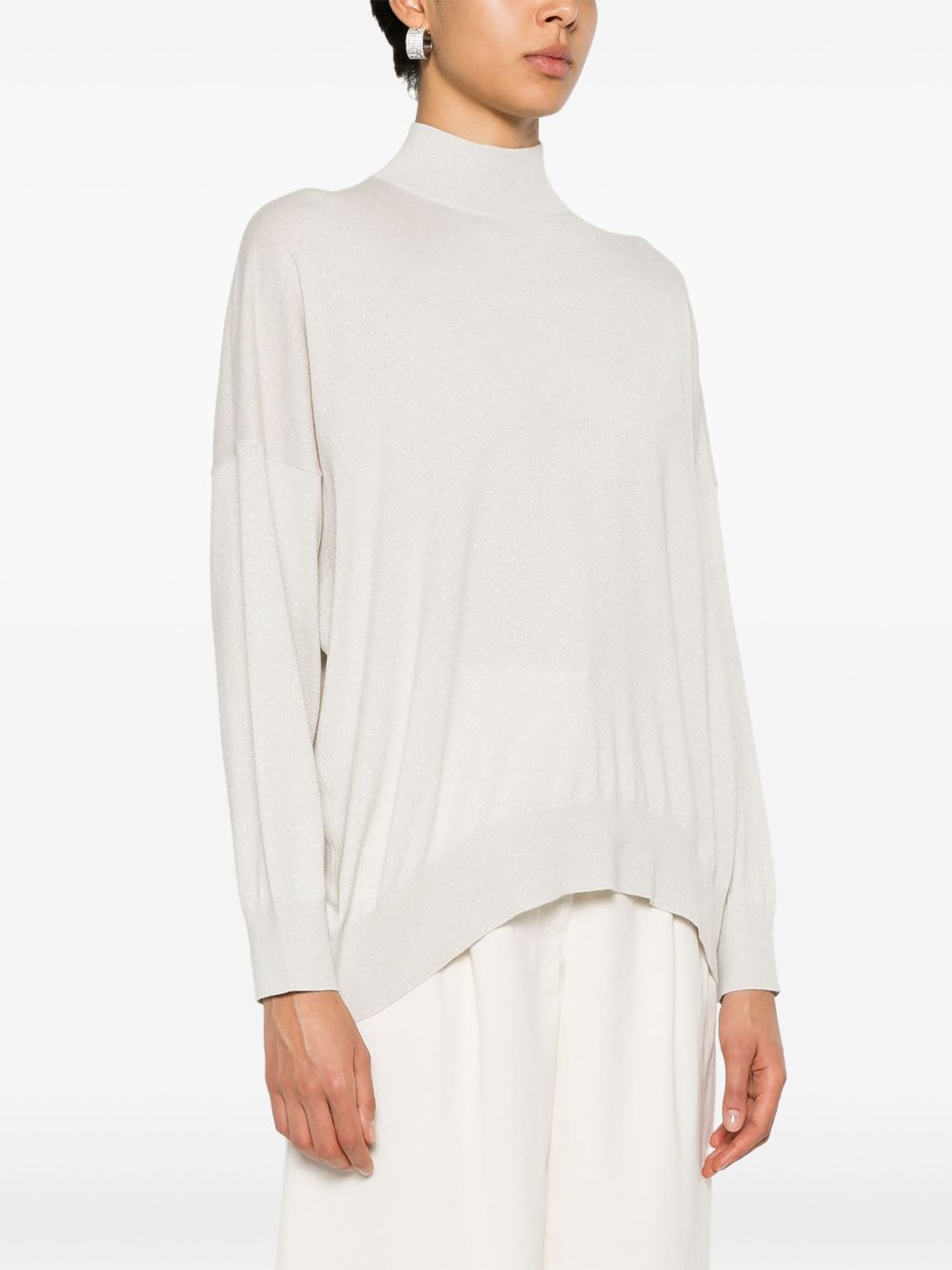 Shop for authentic Brunello Cucinelli lame drop-shoulder jumper Women