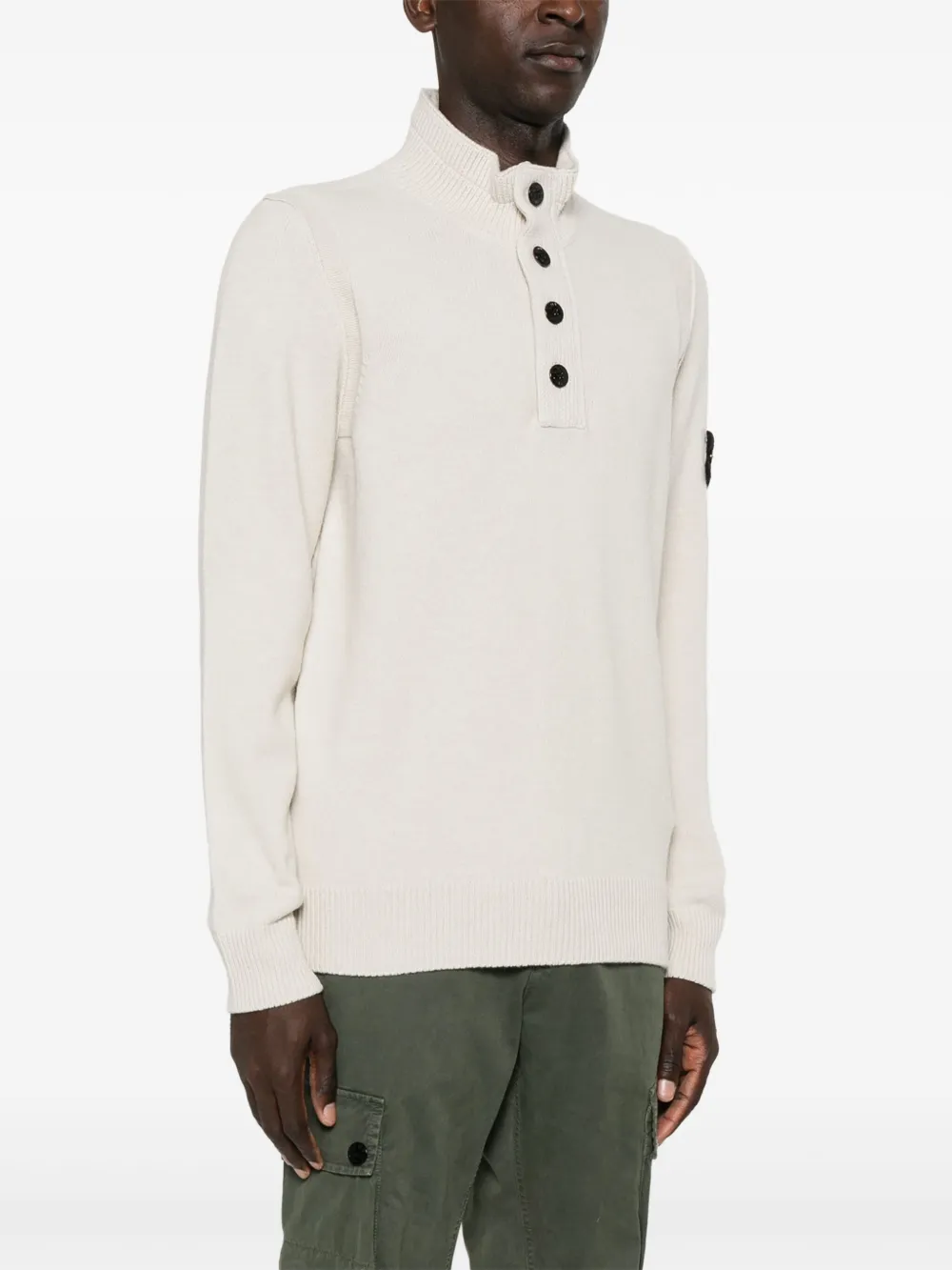 Stone Island Trui van wolblend met Compass-logopatch Wit