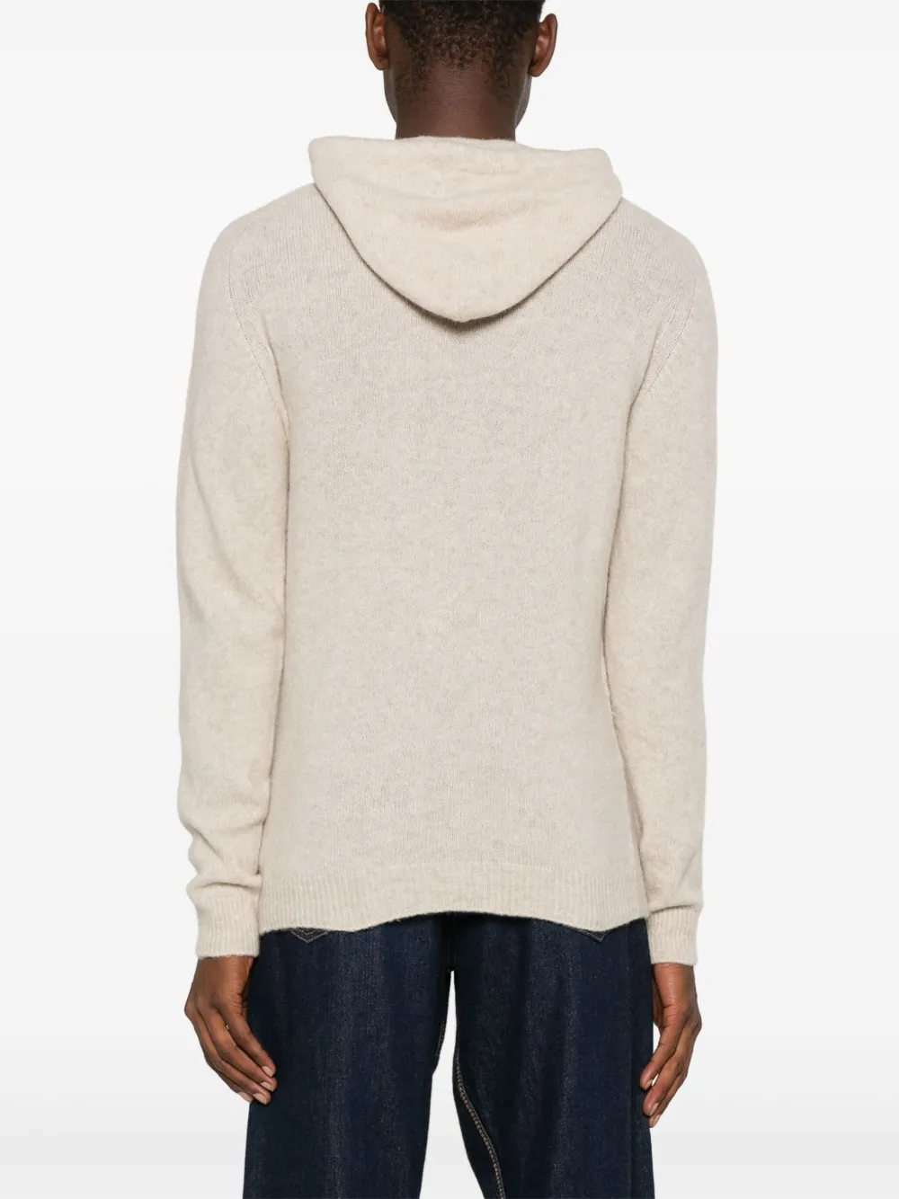 Roberto Collina Gebreide hoodie Beige