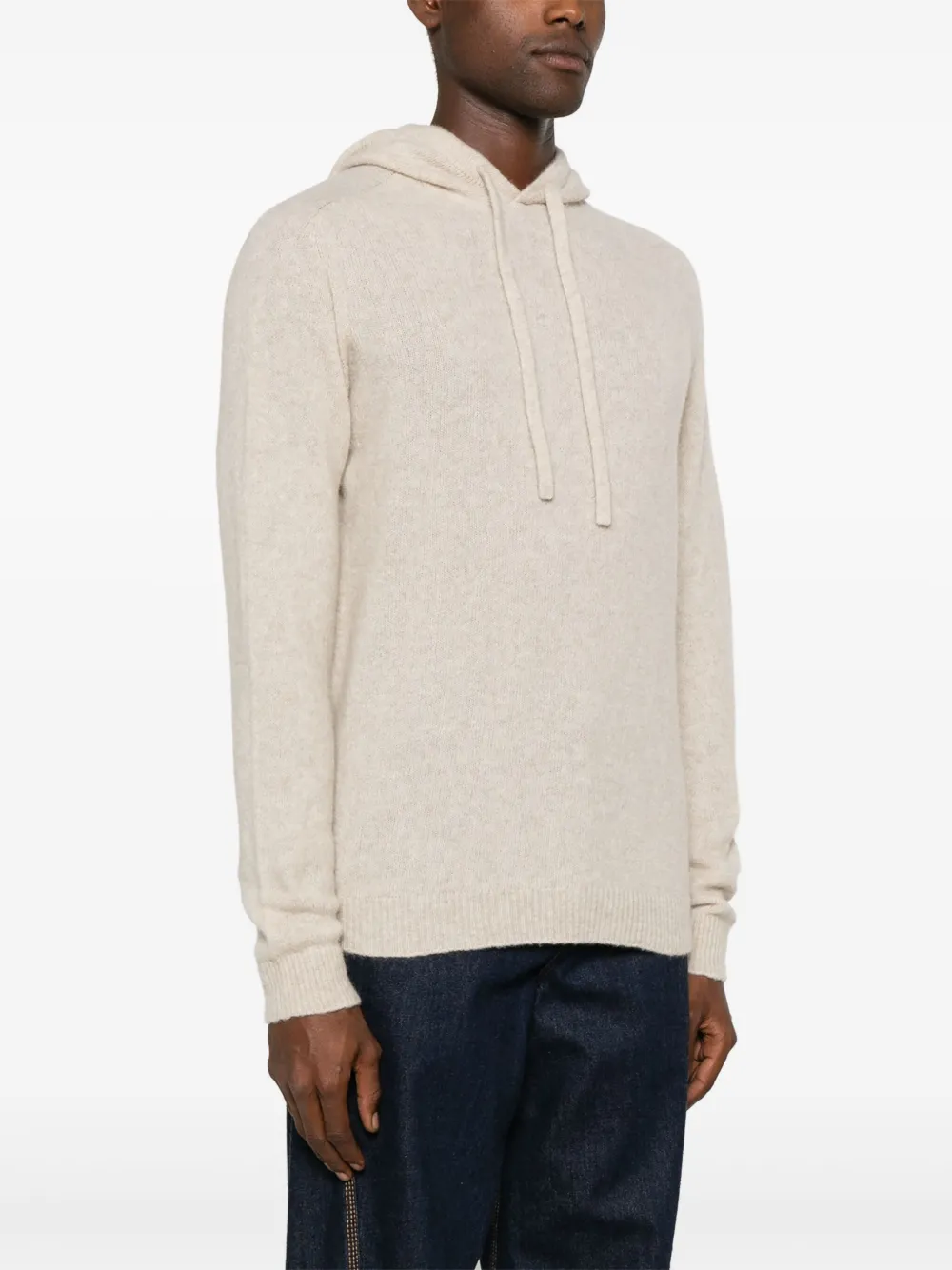 Roberto Collina Gebreide hoodie Beige
