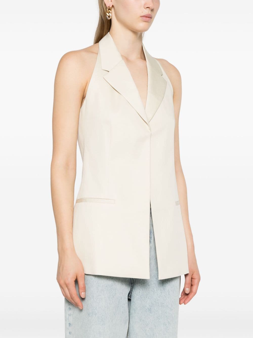 Shop Calvin Klein Open-back Waistcoat In Neutrals