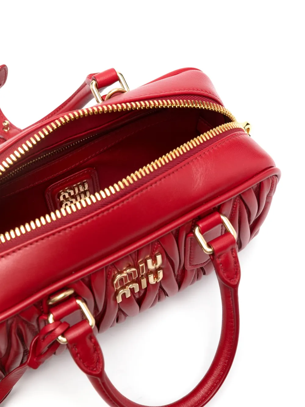 Miu Arcadie matelassé leren bucket-tas Rood