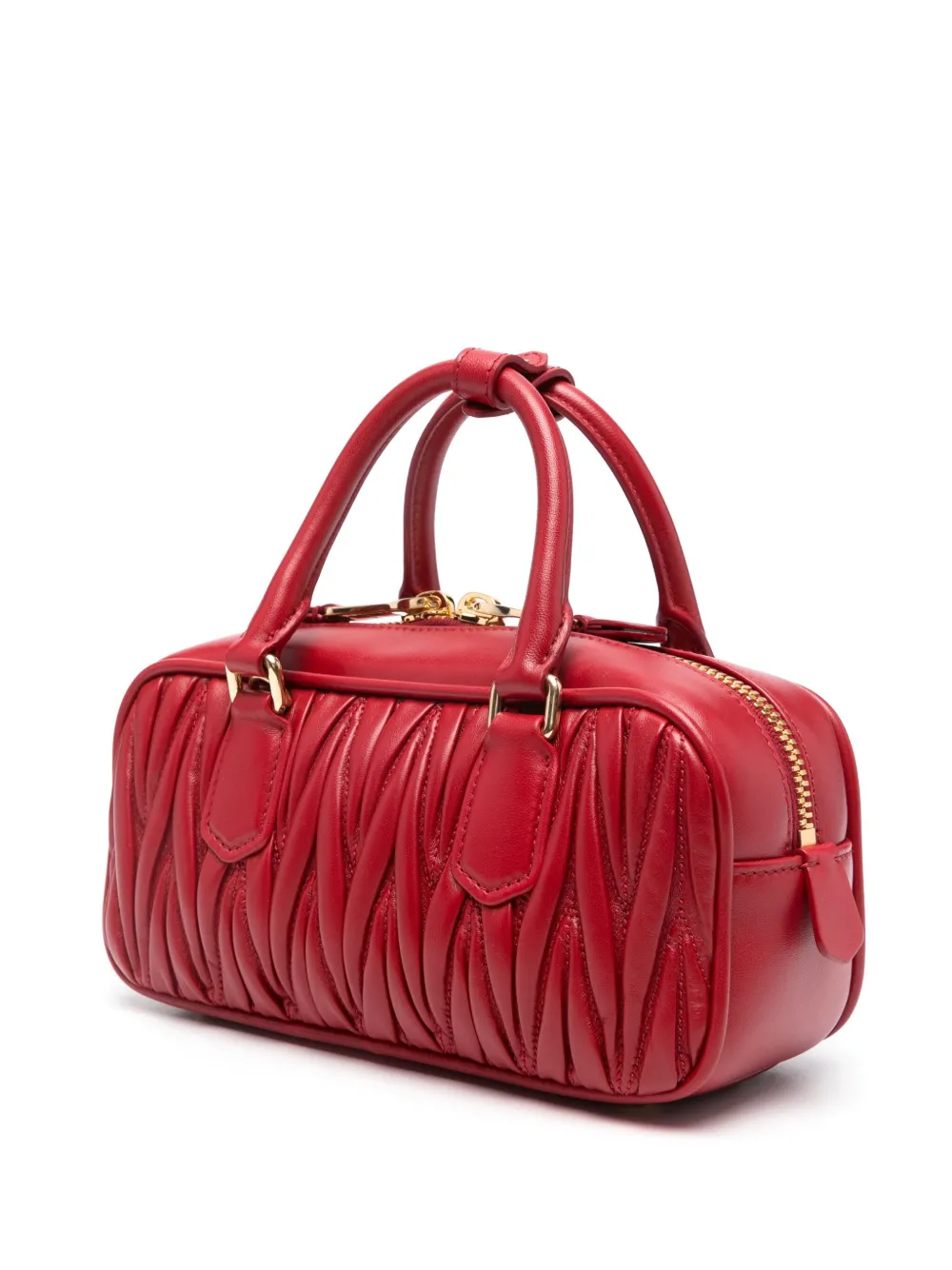 Miu Arcadie matelassé leren bucket-tas Rood