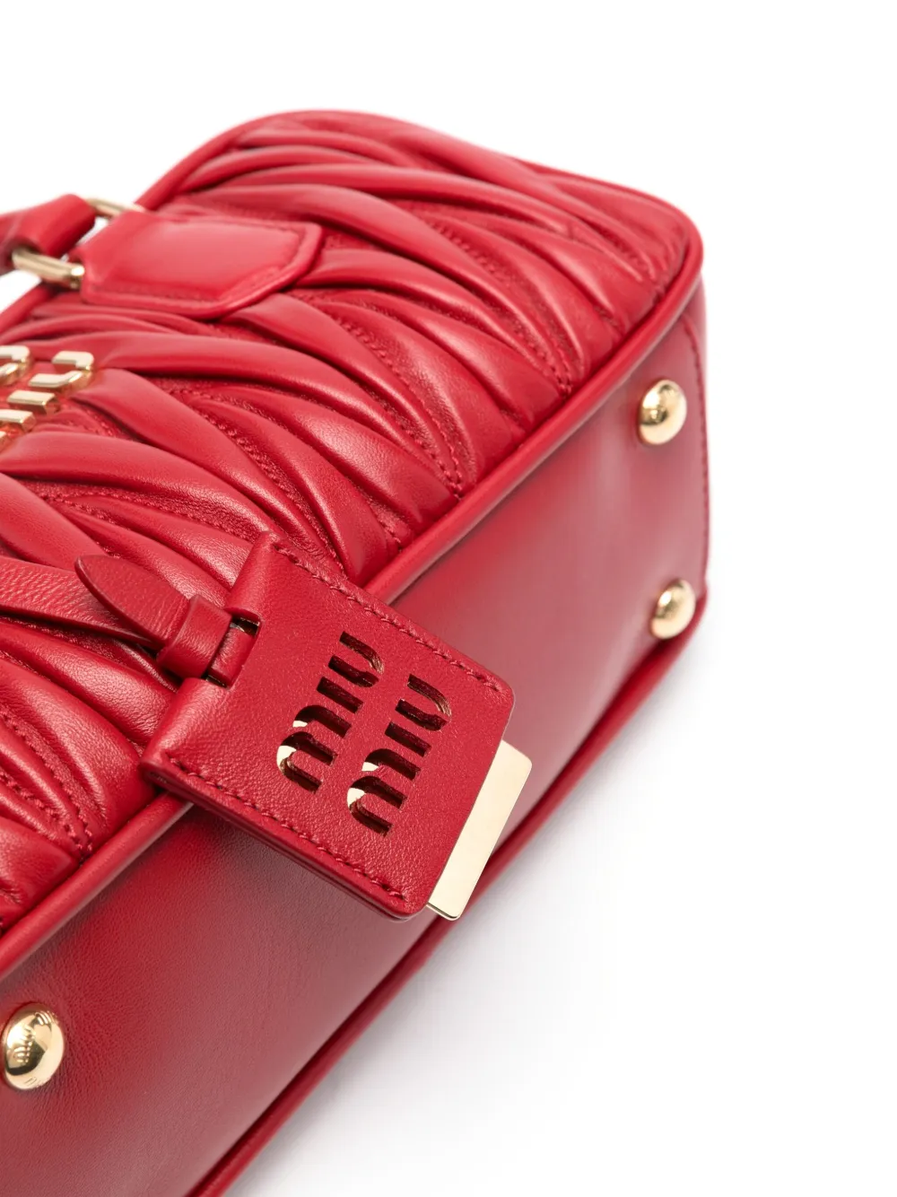 Miu Arcadie matelassé leren bucket-tas Rood