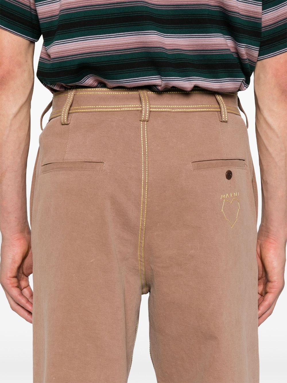 Marni contrast-stitching straight-leg trousers Men